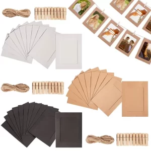 10 Paper Photo Frames with String and Clips